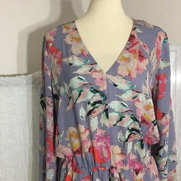 Eight-Sixty Lavender Floral Mini Dress Size Large - Picture 5 of 12